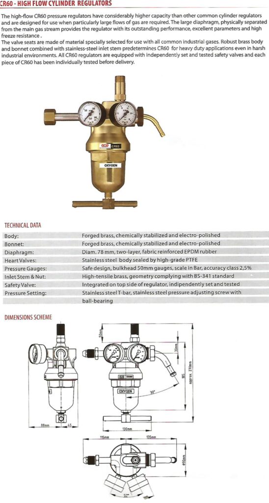 CR60 high flow cylinder regulators